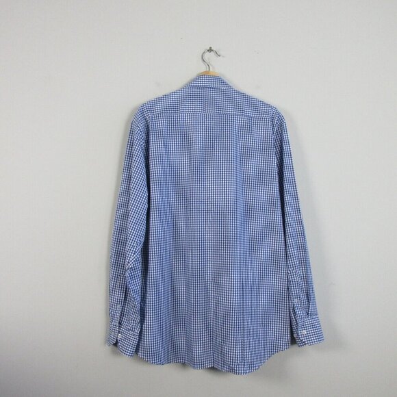 Tailorbyrd Men's Gingham Cotton Stretch Long Sleeve Shirt L Navy Sporty 256 - Picture 2 of 11